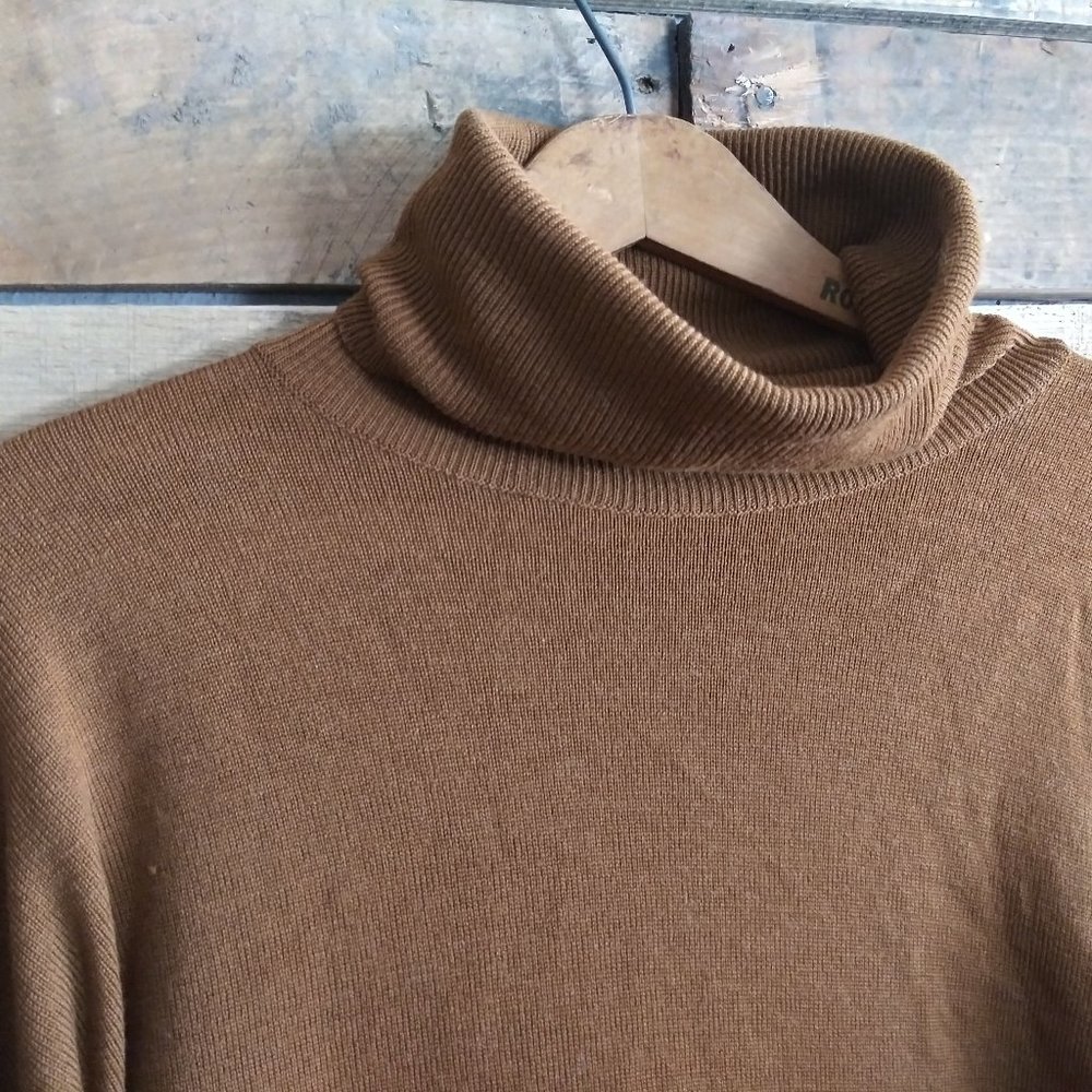 Womens 100% Lambswool Turtleneck Sweater Gold Sz L